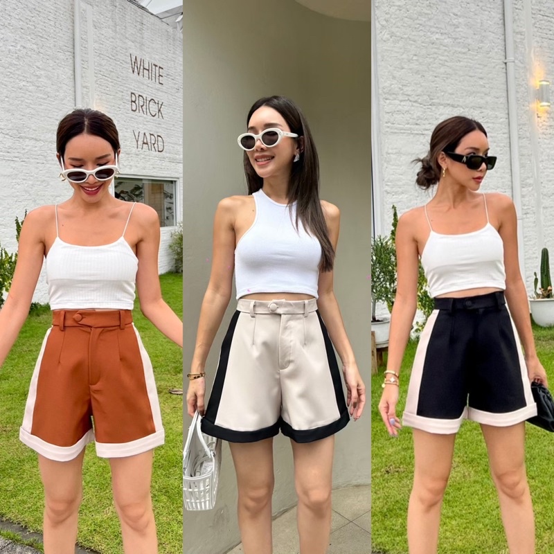 ขาสั้นทูโทน Lunar twotone shorty pant Shopee Thailand