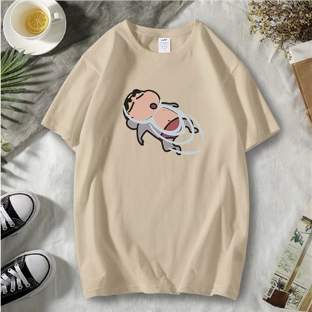 สะดวกสบาย-แนวโน้ม-เครยอนชินจังอะนิเมะ-เสื้อยืดนักเรียนท่ากรรเชียงรูปแบบการพิมพ์-แขนสั้นเรียบง่าย-ใส่ได้ทั้งชายและหญิง