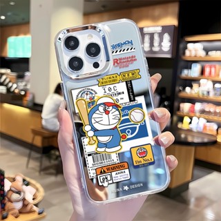 เคสโทรศัพท์มือถือ กรอบโลหะ ลายการ์ตูนโดราเอมอนน่ารัก สําหรับ iphone 14 pro max 11 12 13 8 7 Plus X XR XSMax