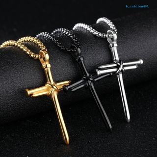 Calciumsp Fashion Man Women Titanium Steel Cross Pendant Long Chain Necklace Jewelry Gift