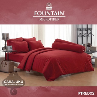 FOUNTAIN ชุดผ้าปูที่นอน สีแดง RED FTRED02 #ฟาวเท่น สีแดงเข้ม ชุดเครื่องนอน ผ้าปู ผ้าปูเตียง ผ้านวม ผ้าห่ม สีพื้น