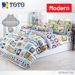 TOTO (ชุดประหยัด) ชุดผ้าปูที่นอน+ผ้านวม ลายโมเดิร์น Modern TT266 สีขาว #โตโต้ ชุดเครื่องนอน ผ้าปู ผ้าปูที่นอน กราฟิก