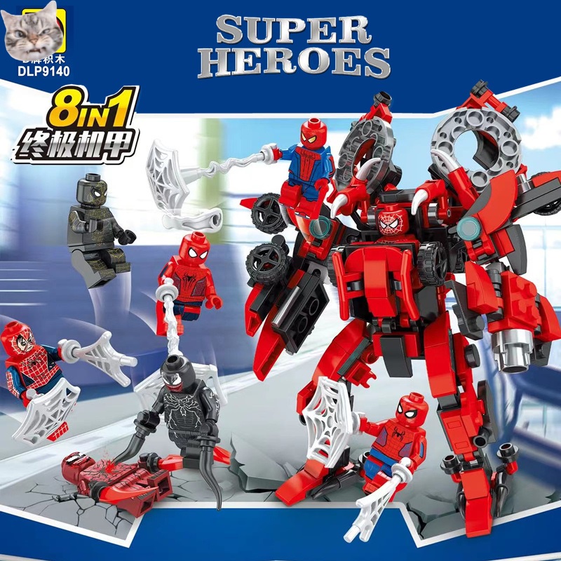 บล็อกตัวต่อเลโก้-spider-man-vs-venom-mecha-iron-man-3-ขนาดเล็ก-12-ซม-ของเล่นสําหรับเด็กผู้ชาย
