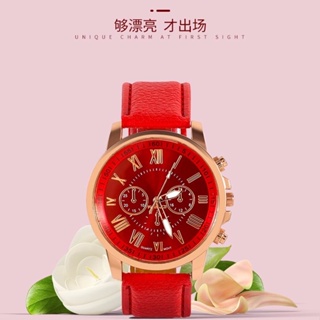 ดูเทรนด์แฟชั่นสไตล์ยุโรปและอเมริกา Simple PU Material Strap Ladies Watch