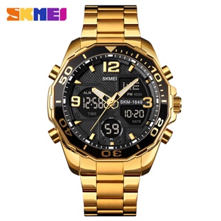 SKMEI นาฬิกาข้อมือผู้ชายแฟชั่นนาฬิกากันน้ำแบบญี่ปุ่นนาฬิกาแฟชั่นสีทองคุณภาพสูง