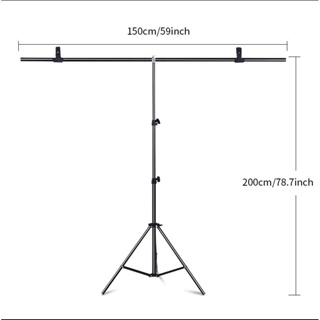 LIVE🎥T-Backdrop Stand ขาตั้งฉาก ขนาด 150x200cm / 200x200cm for PVC Backdrop Background รองรับแท่นวางเหล็ก