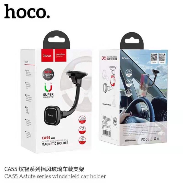 hoco-ca55-magnetic-car-holder-ที่วางโทรศัพท์มือถือในรถยนต์แบบแม่เหล็ก-ติดดูดกระจก