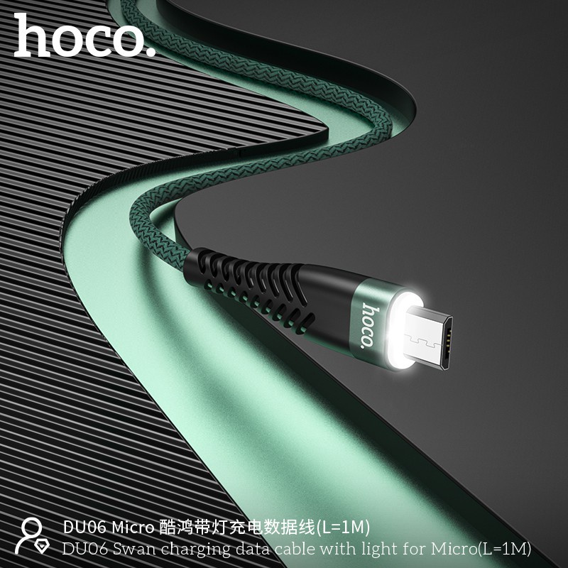 hoco-du06-สายชาร์จใช้สำหรับ-micro-l-type-c-3a-มีไฟ-led-วัสดุคุณภาพดี-พร้อมส่ง