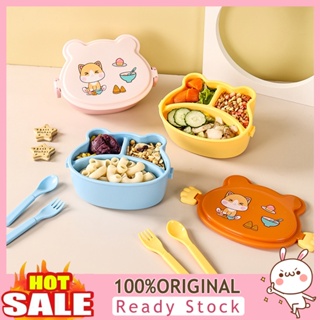 [B_398] 1 Set Lunch Box Microwave Safe Double Layer Large Capacity Leakproof Children Cartoon Bento Box with Fork Spoon School Supply