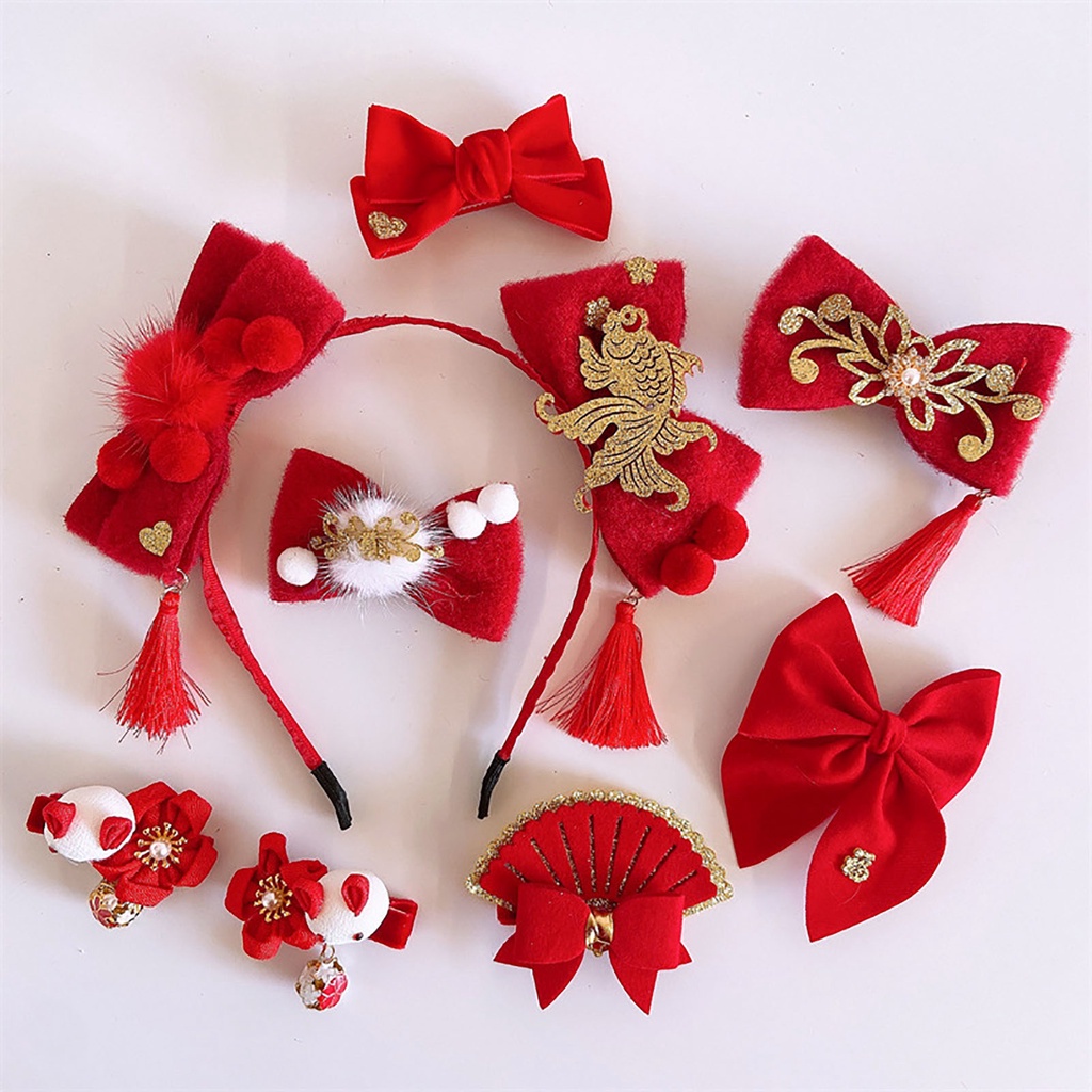 b-398-hair-hoop-chinese-style-easy-to-store-beautiful-anti-break-decoration-cloth-new-year-red-fish-headband-for-girl