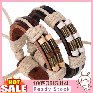 [B_398] Bracelet Multilayer Punk Style Leather Unisex Braided for Party
