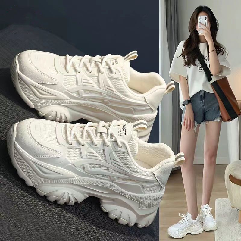 พร้อมส่ง-รองเท้าผ้าใบผู้หญิงเสริมส้น-5-ซม-สไตล์เกาหลี-ระบายอากาศได้-เบาสบายเท้า-รองเท้าผ้าใบสีขาว