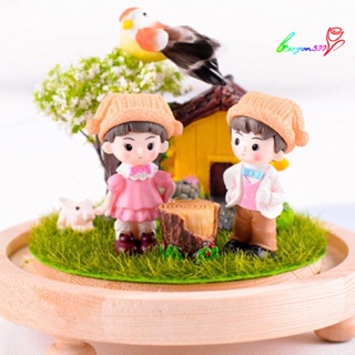 【AG】2Pcs Boy Girl DIY Carved Desktop Ornament Craft Gift Miniature Decor