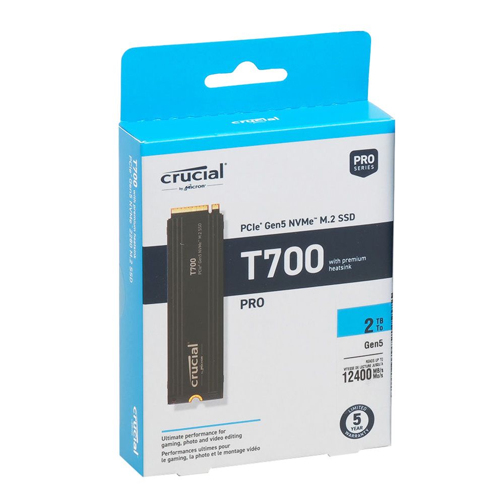 Crucial T700 2TB PCIe Gen5 NVMe M.2 SSD with Heatsink (12400MB/s  