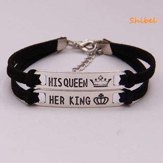 HOT_ Queen Her King สร้อยข้อมือคู่กำไลข้อมือคนรักเครื่องประดับของขวัญ