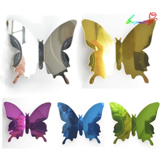 【AG】12Pcs/Set Butterfly 3D Mirror PVC Wall Art Sticker Decal Home Decor
