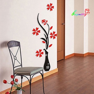 【AG】Retro Vase Flower Tree Pattern DIY Home Room TV Arcylic 3D Wall Sticker
