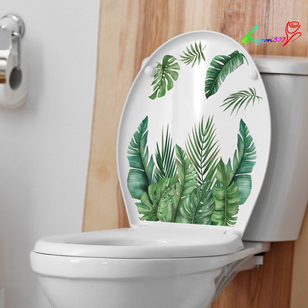 ag-1-sheet-toilet-sticker-self-adhesive-waterproof-no-trace-green-leaves-mural-wall-sticker-bathroom-toilet-decor