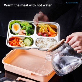 Calciwj Insulated Lunch Box with Spoon Chopsticks Food-Grade Large Capacity Microwavable Compartment Box Stainless