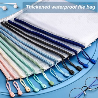 Calciwj 5Pcs File Bag Water Proof Large Capacity Transparent A4 Stationery Storage Folder Document