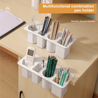 Calciwj Deskside Pen Holder Adhesive Minimalist Extra Large Capacity Multi-functional Pencil Holder Stationery Office