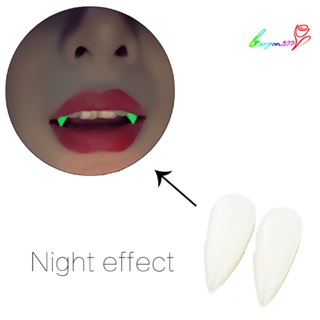【AG】2Pcs Fake Luminous Vampire Teeth Fangs Dentures Halloween Cosplay Favors