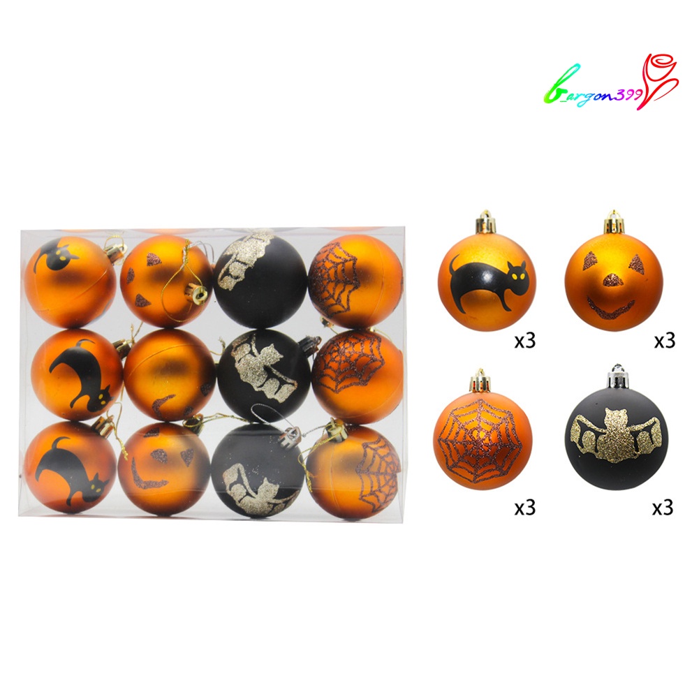 ag-12pcs-cobweb-bat-cats-print-matte-round-balls-halloween-hanging-ornament