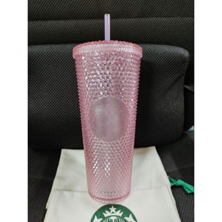 Starbucks แก้วหนาม Bling Glittering Pink Cold Cup 24 Oz.