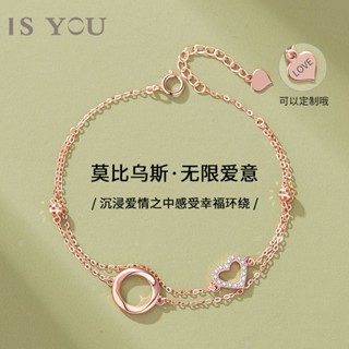 ❇ISYOU 18k สีกุหลาบทองรักสร้อยข้อมือสองชั้นสาวฤดูร้อน ins ออกแบบเฉพาะ 2022 ของขวัญใหม่