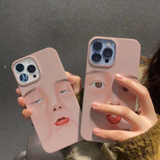 ฟิล์มแข็ง เคส iphone 14promax 11 13 12 7Plus 8 X XS Max แฟชั่น ตลก อิโมติคอน ป้องกัน กันกระแทก เคส