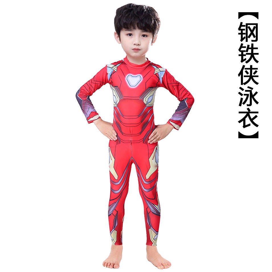 cosplay-costume-captain-america-ชุดว่ายน้ำเด็กชุดว่ายน้ำยาววันพีซสไปเดอร์แมนชุดว่ายน้ำเด็กไอรอนแมนรุ่นใหม่ฤดูร้อน