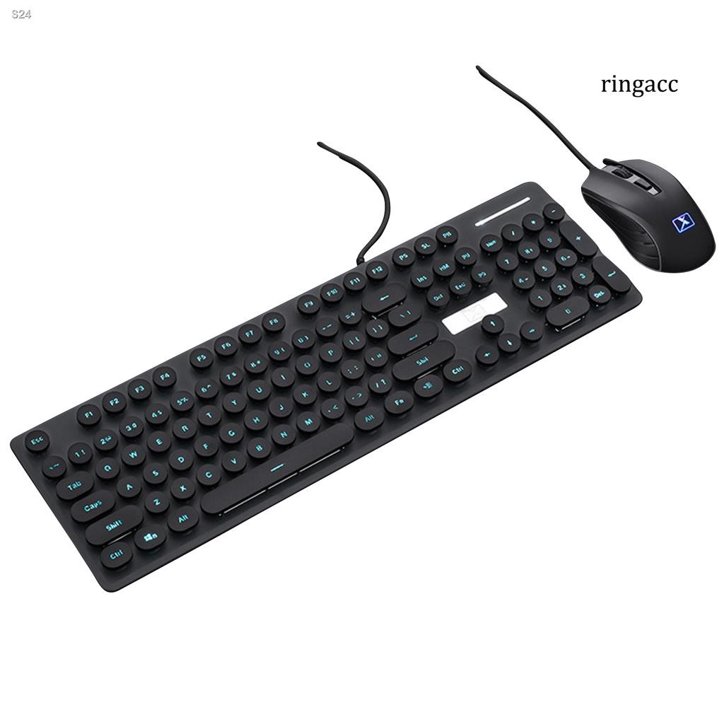 【RG】 1 Set N518 Wired Keyboard Vintage Round Cap Mechanical Feel ...