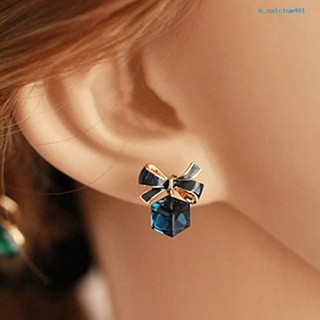 Calciumsp Women Earrings Attractive Elegant Smooth Bowknot Anti-allergic Ear Studs for Banquet