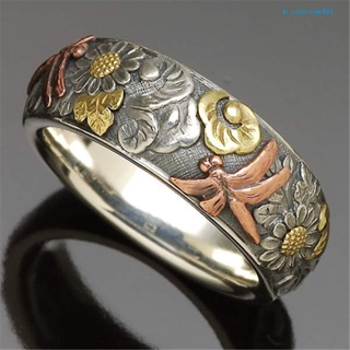 Calciumps Vintage Dragonfly Ring Jewelry Ring Alloy Sunflower Ring for Party