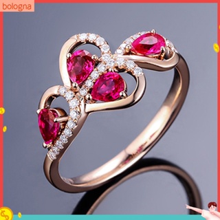 (Bologna) แหวนนิ้วมือประดับเพชรเทียมสำหรับผู้หญิง