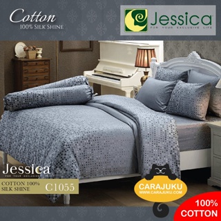 JESSICA ชุดผ้าปูที่นอน Cotton 100% พิมพ์ลาย Graphic C1055 สีเทา #เจสสิกา ชุดเครื่องนอน ผ้าปู ผ้าปูเตียง ผ้านวม ผ้าห่ม