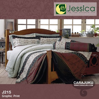 JESSICA ชุดผ้าปูที่นอน พิมพ์ลาย Graphic J215 สีเทา #เจสสิกา ชุดเครื่องนอน ผ้าปู ผ้าปูเตียง ผ้านวม ผ้าห่ม กราฟิก