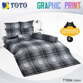 TOTO (ชุดประหยัด) ชุดผ้าปูที่นอน+ผ้านวม ลายสก็อต Scottish Pattern TT654 GRAY สีเทา #โตโต้ ชุดเครื่องนอน ผ้าปู กราฟิก