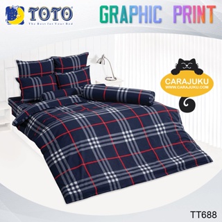 TOTO (ชุดประหยัด) ชุดผ้าปูที่นอน+ผ้านวม ลายสก็อต Scottish Pattern TT688 สีน้ำเงิน #โตโต้ ชุดเครื่องนอน ผ้าปู ผ้าปูที่นอน