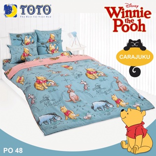 TOTO (ชุดประหยัด) ชุดผ้าปูที่นอน+ผ้านวม หมีพูห์ Winnie The Pooh PO48 สีฟ้า #โตโต้ ชุดเครื่องนอน ผ้าปู วินนี่เดอะพูห์
