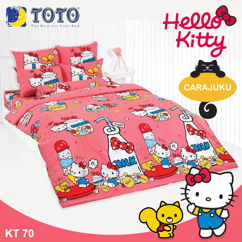 TOTO ชุดผ้าปูที่นอน คิตตี้ Hello Kitty KT70 สีแดงอ่อน #โตโต้ ชุดเครื่อง ...