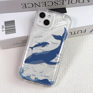เคสโทรศัพท์มือถือ แบบใส กันกระแทก ลายการ์ตูนฉลาม สีฟ้า สําหรับ iphone 14 pro max 11 13 12 8 7 Plus XSMax X XR