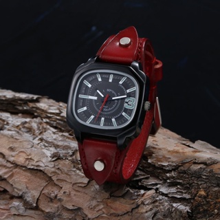 นาฬิกาผู้ชายใหม่ Simple Retro Fashion PU Material Business Watch