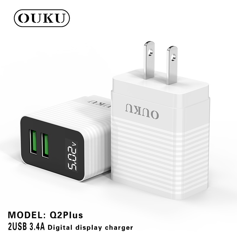 สายชารจ-ouku-q2-plus-ชาร์จเร็ว-ชุดชาร์จพร้อมสาย-3-4a-max-2usb-led-สำหรับ-for-i-micro-type-c