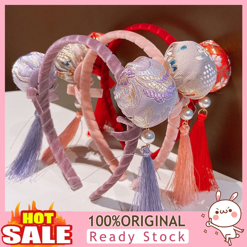 b-398-girls-headband-with-faux-tassel-design-chinese-double-bun-hair-hoop-headwear-accessories-for-everyday-life