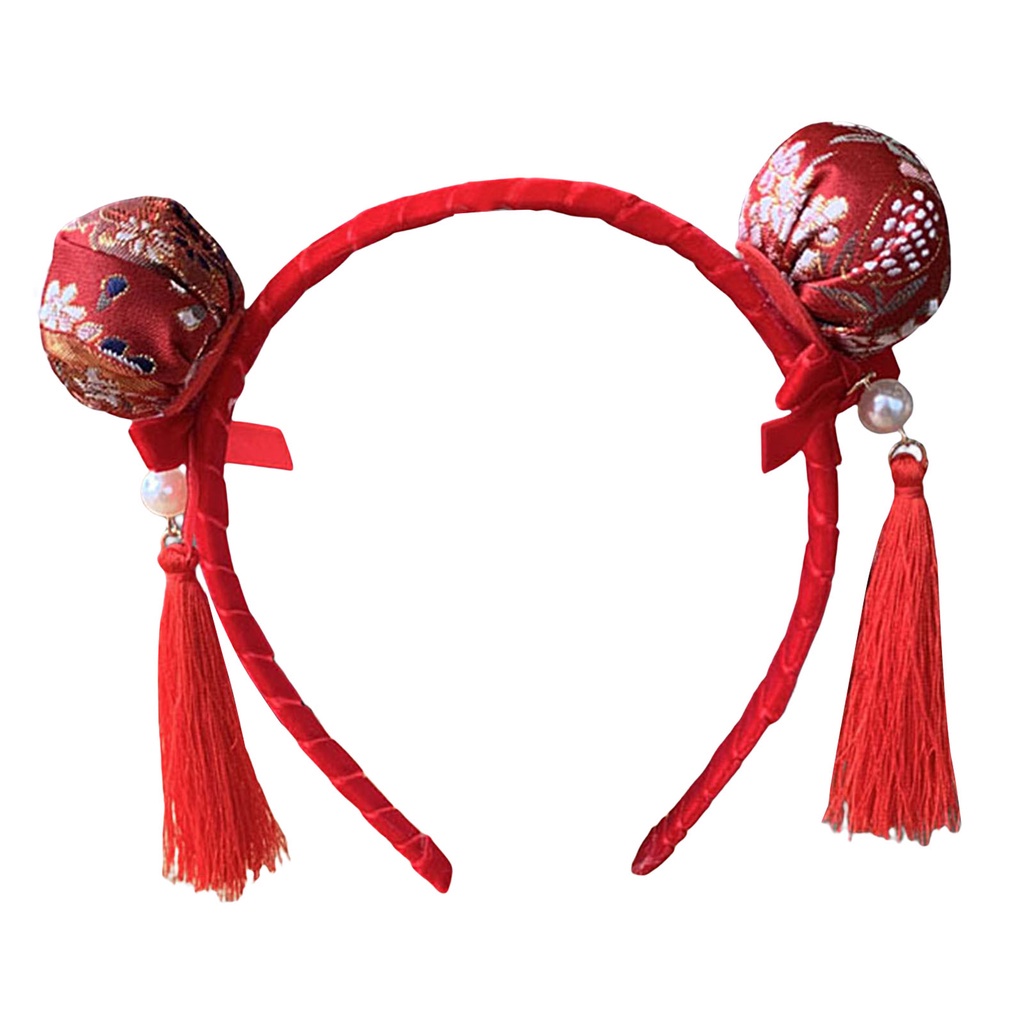 b-398-girls-headband-with-faux-tassel-design-chinese-double-bun-hair-hoop-headwear-accessories-for-everyday-life