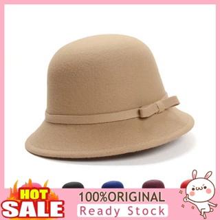 [B_398] Bowler Hat Bow Warm Winter Coldproof Dome Hat for Outdoor