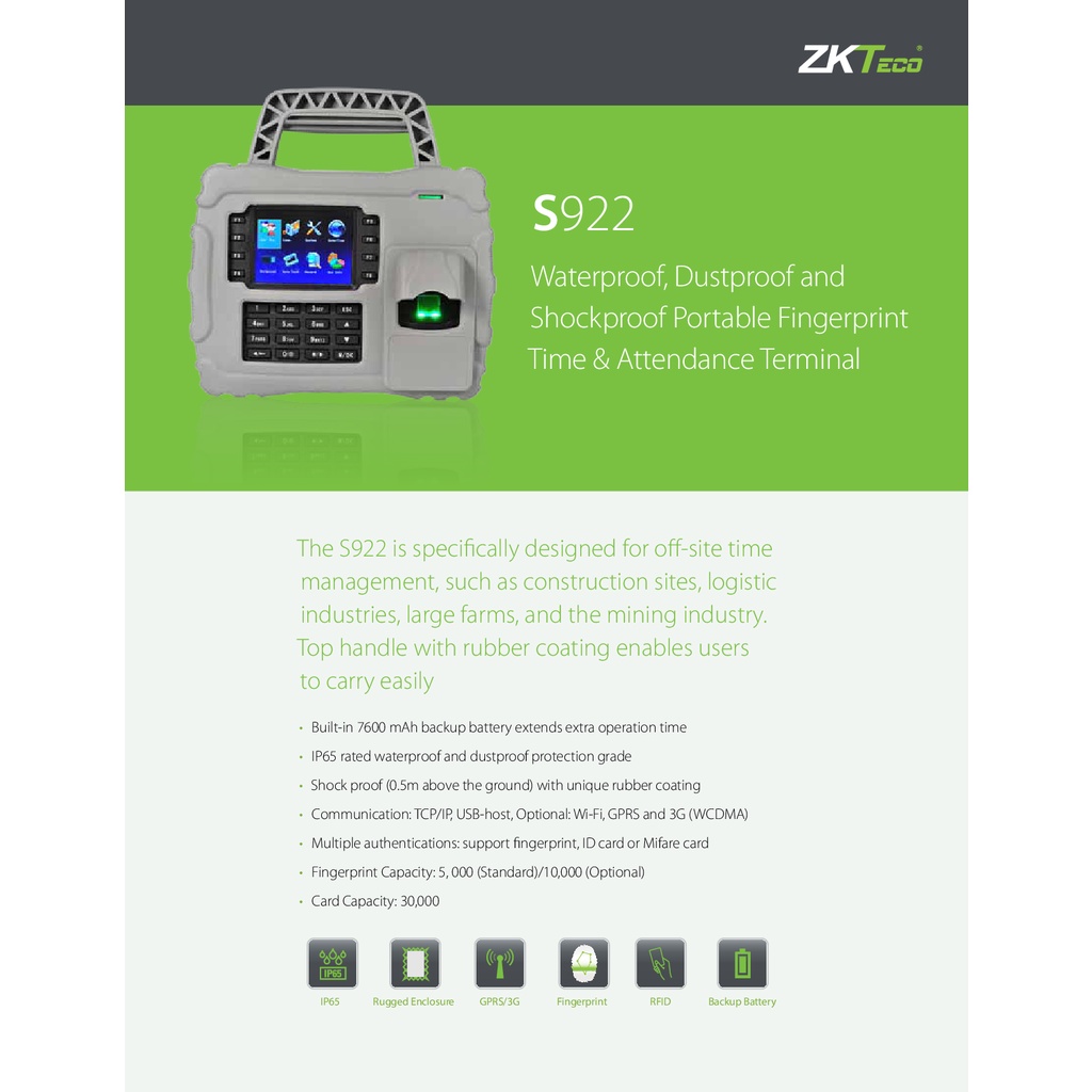 zkteco-s922-time-attendance-access-cotrol-เครื่องสแกนนิ้วและทาบบัตร-รับประกัน-2-ปี