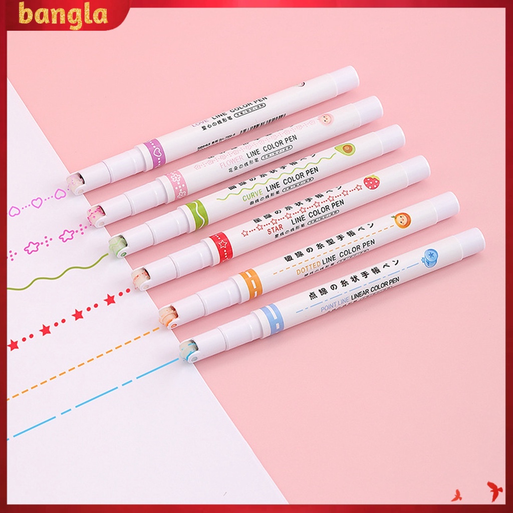 bangla-ปากกามาร์กเกอร์-หัวโค้ง-สีสดใส-6-ชิ้น
