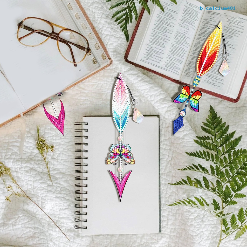 calcium-1-set-diamond-painting-bookmark-bright-color-feather-butterfly-shape-elegant-page-markings